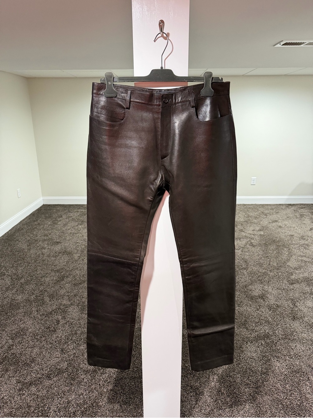 Prada Vintage Dark Brown Leather Moto Pants